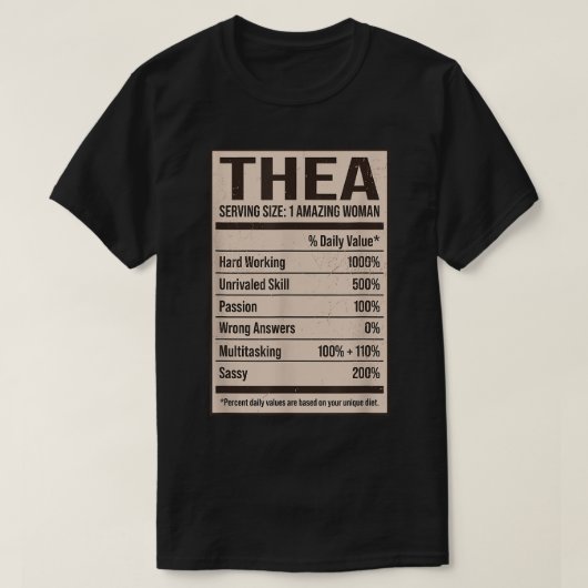 Thea Nutrition Fakten Name Nickname Alias Titel Fr T-Shirt (Design vorne)