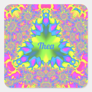 THEA ~ Shades Gelb, Grün, Rosa, Blau Quadratischer Aufkleber