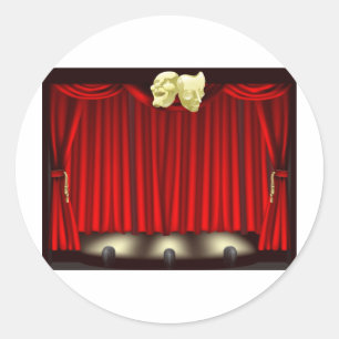 Theater-Bühne mit Masken Runder Aufkleber