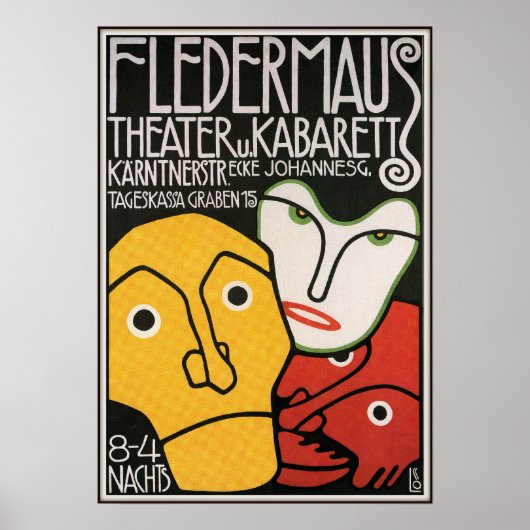 Theater Fledermaus und Cabaret, 1907 Poster (Vorne)