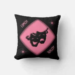 Theater Glücklich Traurig Griechische Masken Rosa Kissen