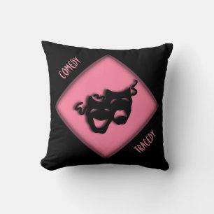 Theater glücklich traurige griechische Masken rosa Kissen