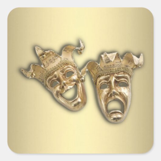Theater Gold Quadratischer Aufkleber (Vorderseite)