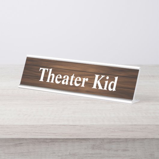 Theater Kid Retro Holzkörnchen Paneling Funny Zita Schreibtischnamensplakette (Vorderseite )