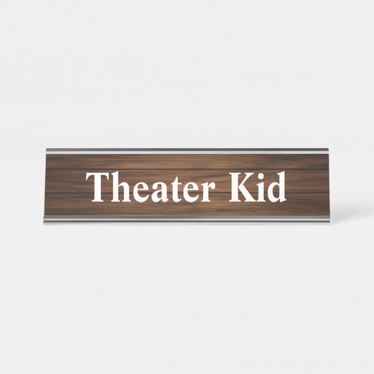 Theater Kid Retro Holzkörnchen Paneling Funny Zita Schreibtischnamensplakette (Vorderseite )