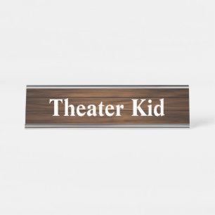 Theater-Kind Retro-Holzwandverkleidung Lustiger Sp Schreibtischnamensplakette