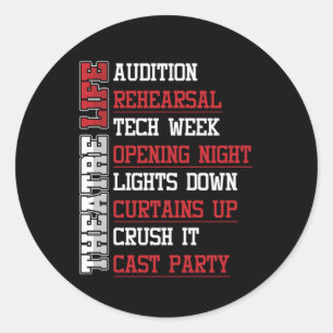 Theater Leben Theater Schauspielerin Bühne Geschen Runder Aufkleber