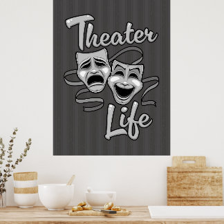 Theater-Lebenskomödie und Tragedy-Masken Poster