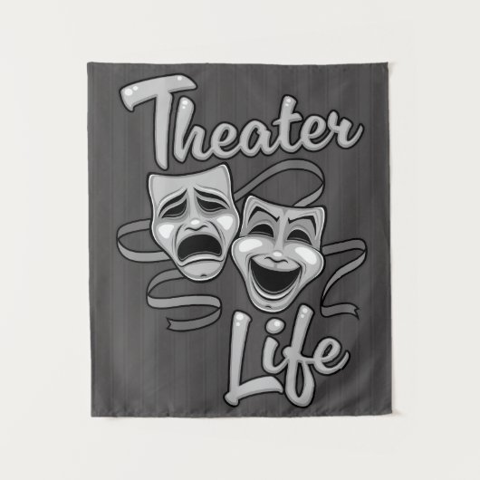 Theater-Lebenskomödie und Tragedy-Masken Wandteppich (Vorderseite)