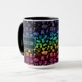 Theater Lover Rainbow Icons auf Black Tasse (Vorderseite Links)