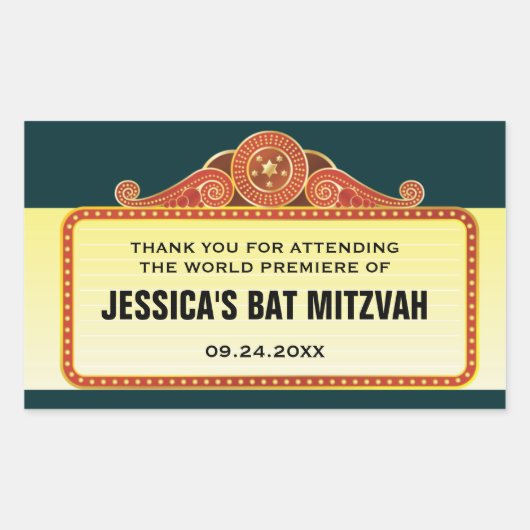 Theater Marquee Bar Bat Mitzvah Rechteckiger Aufkleber (Vorderseite)