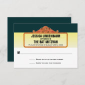 Theater Marquee Bar Bat Mitzvah Reply UAWG RSVP Karte (Vorne/Hinten)