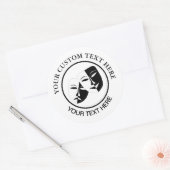 Theater Mask Comedy Tragedy Schwarz-weiß Custom 2 Runder Aufkleber (Umschlag)