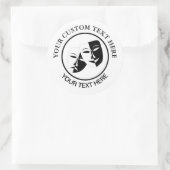 Theater Mask Comedy Tragedy Schwarz-weiß Custom 2 Runder Aufkleber (Tasche)