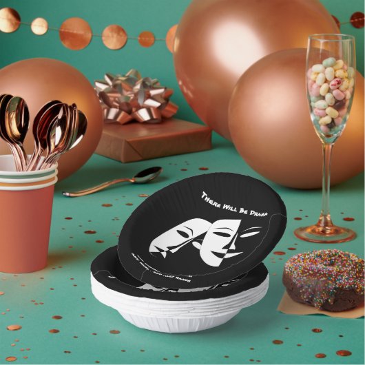 Theater Mask Comedy Tragedy Schwarz-weiß Drama Pappteller (Multi)