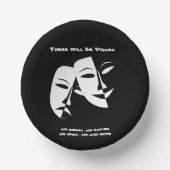 Theater Mask Comedy Tragedy Schwarz-weiß Drama Pappteller (Vorderseite)
