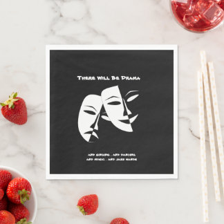 Theater Mask Comedy Tragedy Schwarz-weiß Drama Serviette