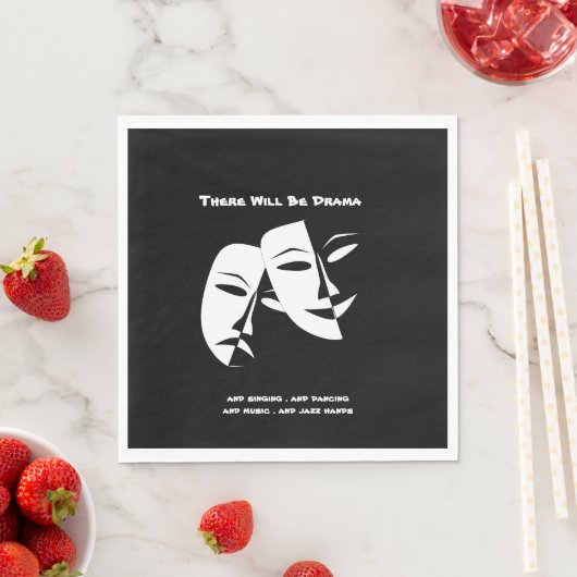 Theater Mask Comedy Tragedy Schwarz-weiß Drama Serviette (Beispiel)