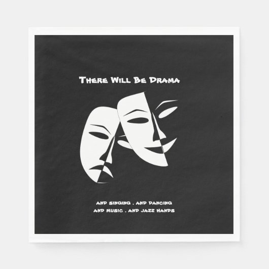 Theater Mask Comedy Tragedy Schwarz-weiß Drama Serviette (Vorderseite)