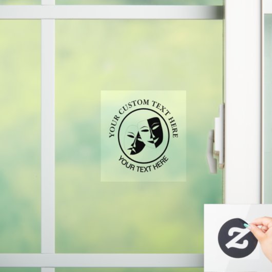 Theater Mask Comedy Tragedy Schwarz-weiß Fensteraufkleber (Zuhause)