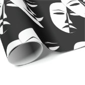 Theater Mask Comedy Tragedy Schwarz-weiß  Geschenkpapier (Rolleneckpunkt)