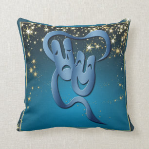 Theater Mask Comedy Tragedy Stars Pillow Kissen