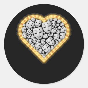 Theater Maske Liebe Schauspielerin Broadway Runder Aufkleber