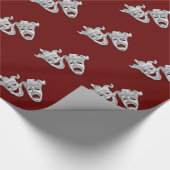 Theater Masken Design Maroon Geschenkpapier (Ecke)