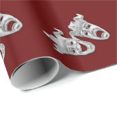 Theater Masken Design Maroon Geschenkpapier (Rolleneckpunkt)