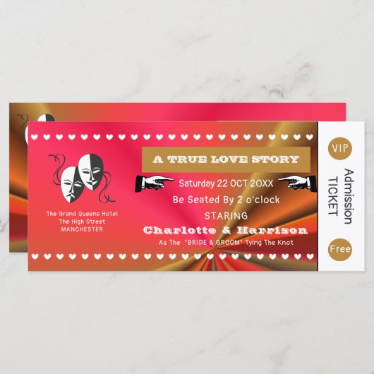 Theater Playbill Show Ticket Thema Hochzeit (Vorne/Hinten)