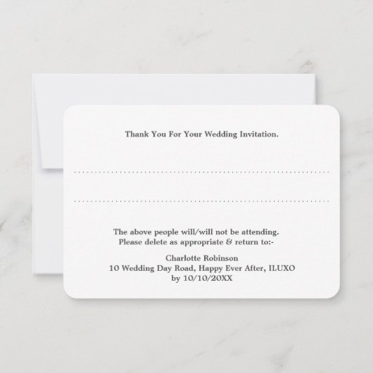 Theater Playbill Show Ticket Thema Hochzeit RSVP Karte (Rückseite)