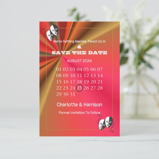 Theater Playbill Show Ticket Thema Hochzeit Save The Date (Stehend Vorderseite)