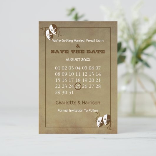 Theater Playbill Show Ticket Thema Hochzeit Save The Date (Stehend Vorderseite)