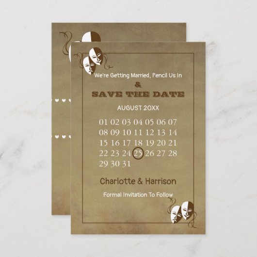 Theater Playbill Show Ticket Thema Hochzeit Save The Date (Vorne/Hinten)