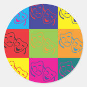 Theater Pop Kunst Runder Aufkleber (Vorderseite)