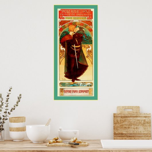 Theater Sarah Bernhardt ~ Hamlet ~ Alphonse Mucha Poster (Küche)