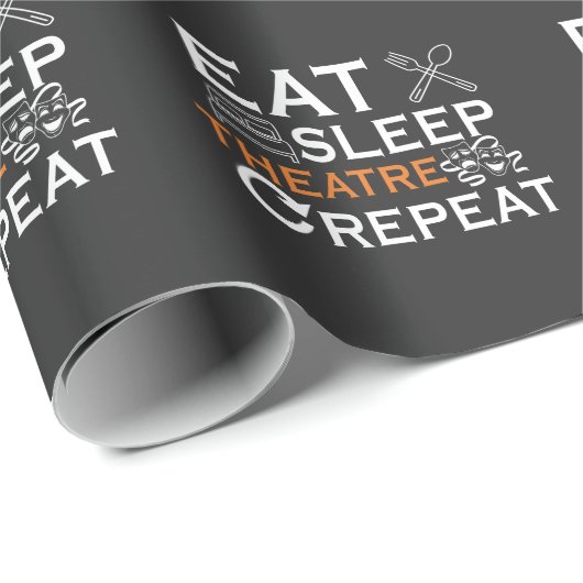 Theater Schauspielerin Eat Sleep Theater Musikalis Geschenkpapier (Rolleneckpunkt)