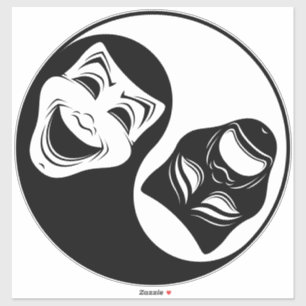 Theater Yin Yang Design - Komödie und die Masken d Aufkleber