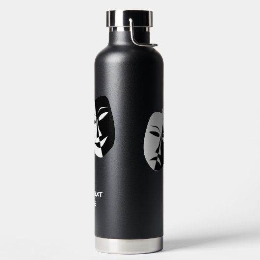 Theatermaske Comedy Tragedy Schwarz-weiß Custom Bl Trinkflasche (links)