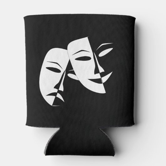 Theatermaske Comedy Tragedy Schwarz-weiß Custom Dosenkühler (Rückseite)