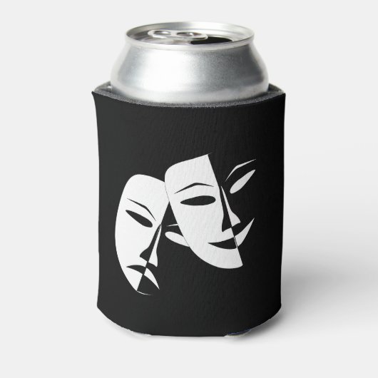 Theatermaske Comedy Tragedy Schwarz-weiß Custom Dosenkühler (Kanne Rückseite)