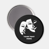 Theatermaske Comedy Tragedy Schwarz-weiß Custom Magnet (Vorderseite/Rückseite)