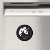 Theatermaske Comedy Tragedy Schwarz-weiß Custom Magnet (In Situ (Geschirrspüler))