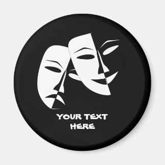 Theatermaske Comedy Tragedy Schwarz-weiß Custom Magnet