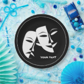 Theatermaske Comedy Tragedy Schwarz-weiß Custom Pappteller (Party)