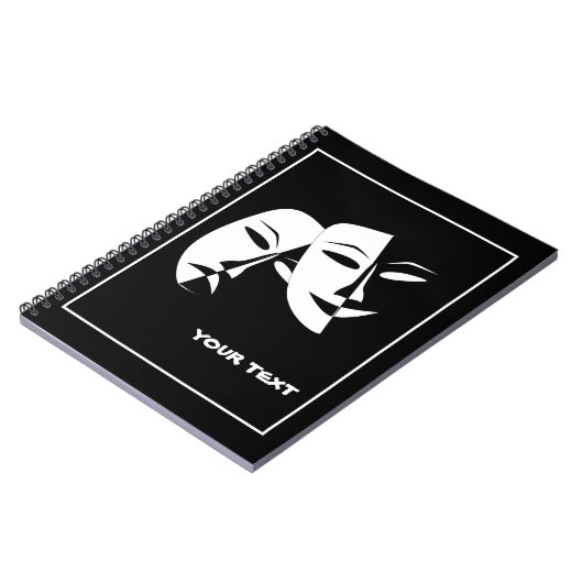 Theatermaske Comedy Tragedy Schwarz-weiß Custom Ph Notizblock (Linke Seite)