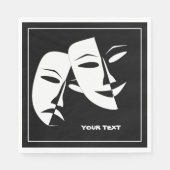 Theatermaske Comedy Tragedy Schwarz-weiß Custom Serviette (Vorderseite)
