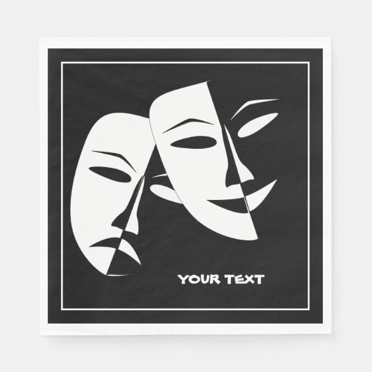 Theatermaske Comedy Tragedy Schwarz-weiß Custom Serviette (Vorderseite)