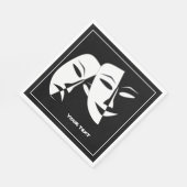 Theatermaske Comedy Tragedy Schwarz-weiß Custom Serviette (Ecke)