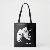Theatermaske Comedy Tragedy Schwarz-weiß Custom Tasche (Vorderseite)